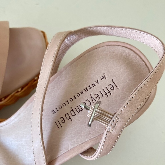NWOT Jeffery Campbell Anthropologie Platform Pink Leather Basket Heels - Picture 5 of 9